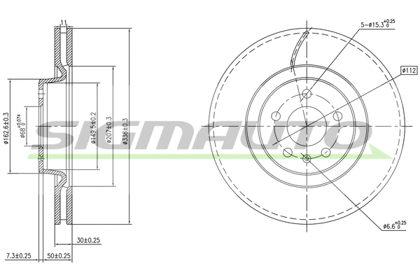 Disque de frein SIGMAUTO DBC597V