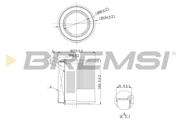 Filtre à air BREMSI FA1104