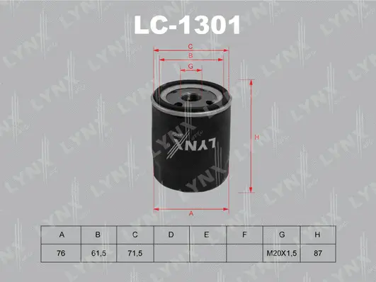 Filtre à huile LYNXAUTO LC-1301