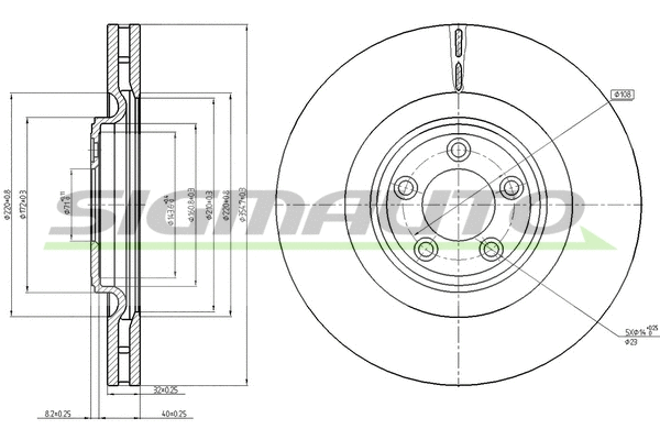 Disque de frein SIGMAUTO DBC107V