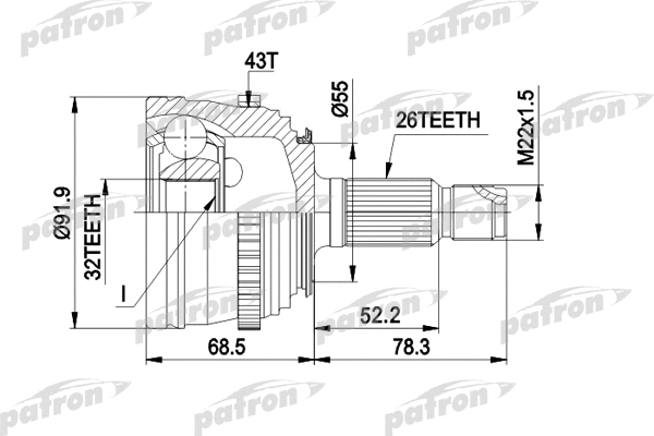 Jeu de joints, arbre de transmission PATRON PCV1399