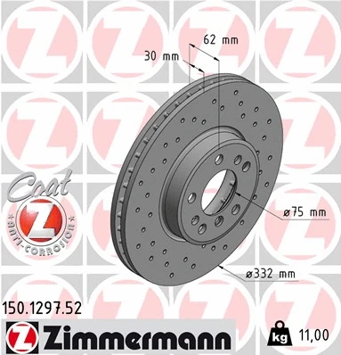 Disque de frein ZIMMERMANN 150.1297.52
