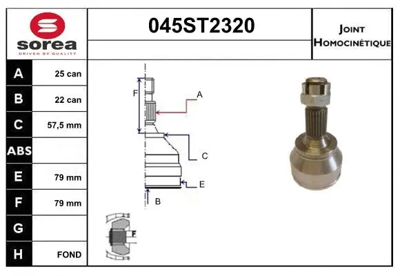 Jeu de joints, arbre de transmission STARTCAR 045ST2320