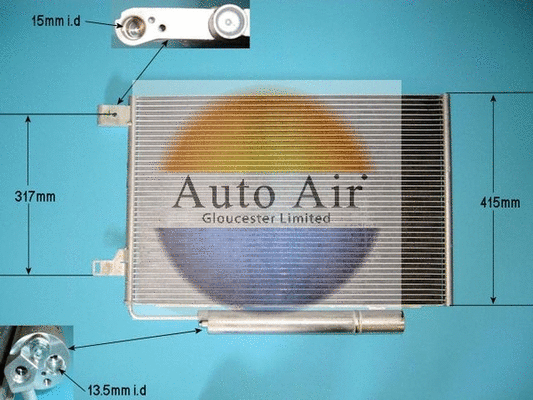 Condenseur, climatisation AUTO AIR GLOUCESTER 16-9926