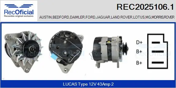 Alternateur RECOFICIAL REC2025106.1