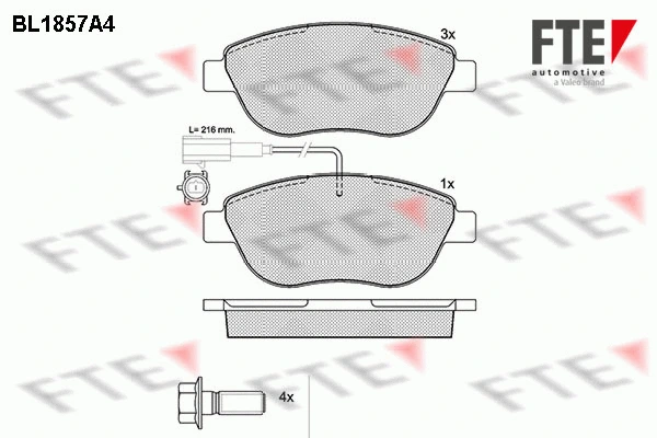 Kit de plaquettes de frein, frein à disque FTE 9010431