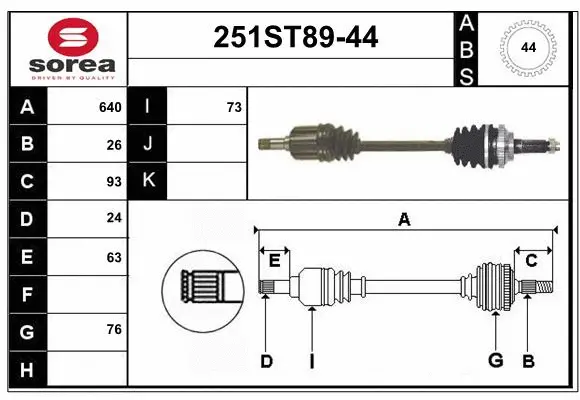 Arbre de transmission STARTCAR 251ST89-44