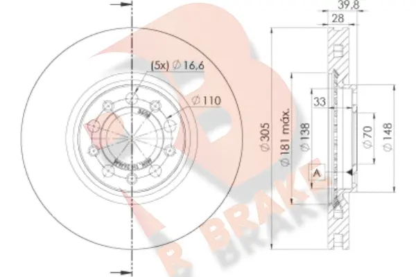 Disque de frein R BRAKE 78RBD23608