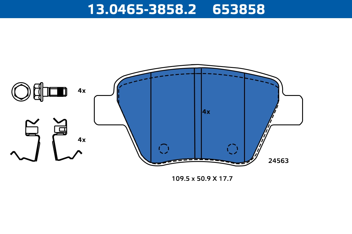 Kit de plaquettes de frein, frein à disque ATE-APAC 13.0465-3858.2