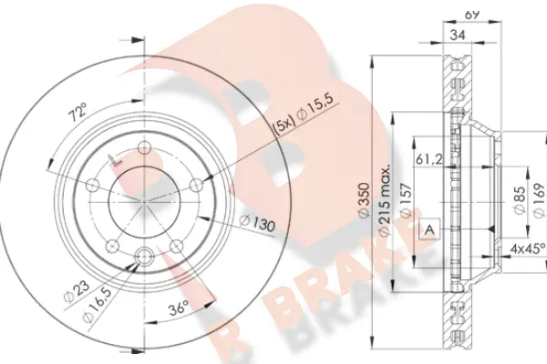 Disque de frein R BRAKE 78RBD13323