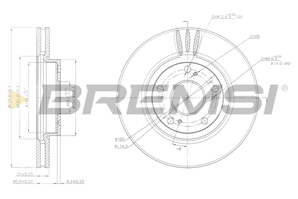 Disque de frein BREMSI CD7557V