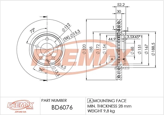 Disque de frein FREMAX BD-6076
