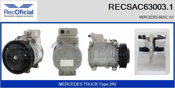 Compresseur, climatisation RECOFICIAL RECSAC63003.1
