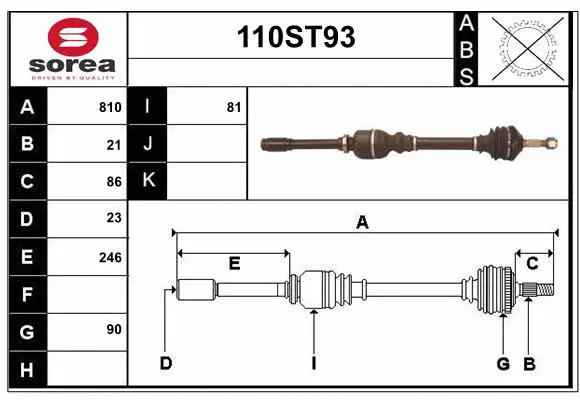 Arbre de transmission STARTCAR 110ST93