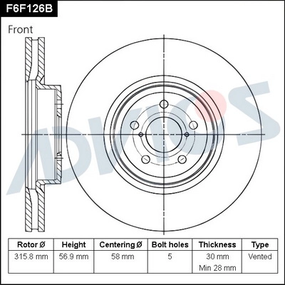 Disque de frein ADVICS F6F126B