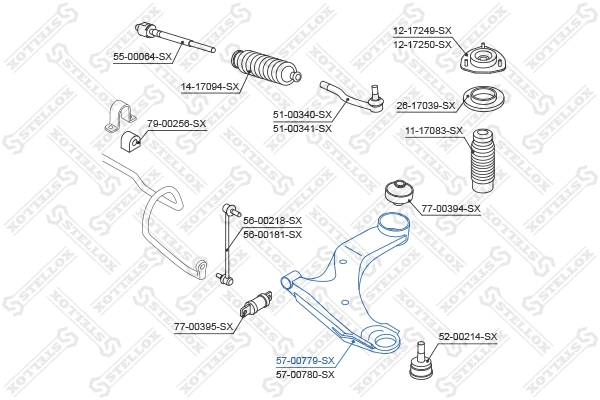 Bras de liaison, suspension de roue STELLOX 57-00779-SX