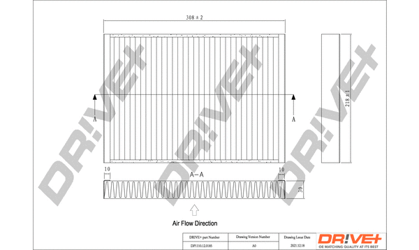 Filtre, air de l'habitacle Dr!ve+ DP1110.12.0185