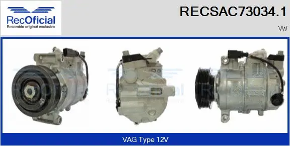 Compresseur, climatisation RECOFICIAL RECSAC73034.1
