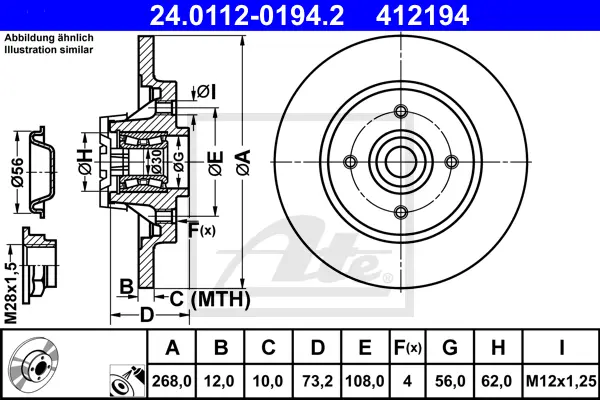 Disque de frein ATE-APAC 24.0112-0194.2