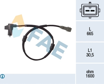 Capteur, vitesse de roue FAE 78007