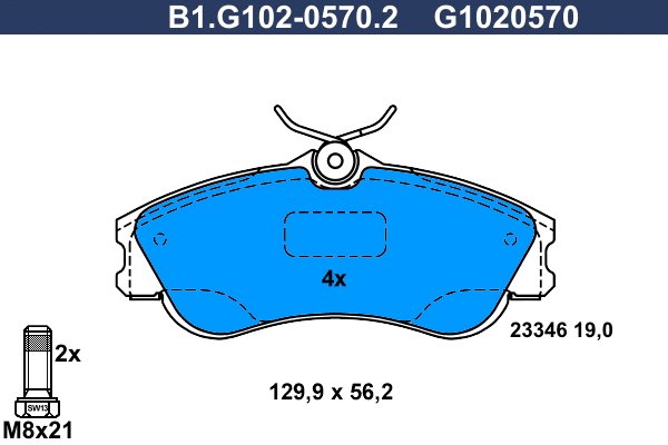 Kit de plaquettes de frein, frein à disque GALFER B1.G102-0570.2