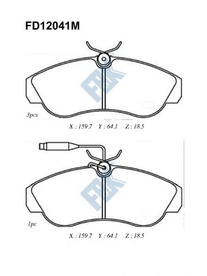 Kit de plaquettes de frein, frein à disque FBK FD12041M