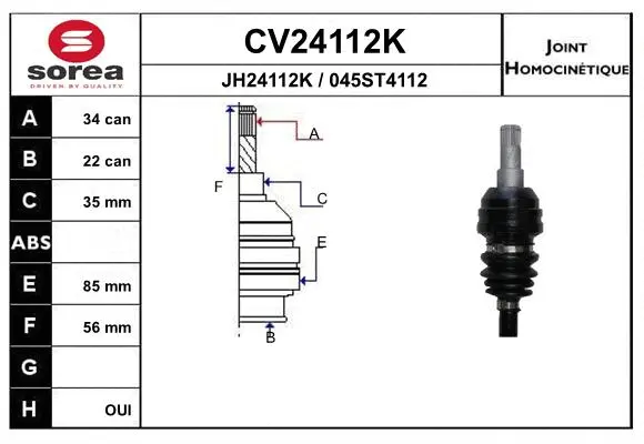 Jeu de joints, arbre de transmission EAI CV24112K