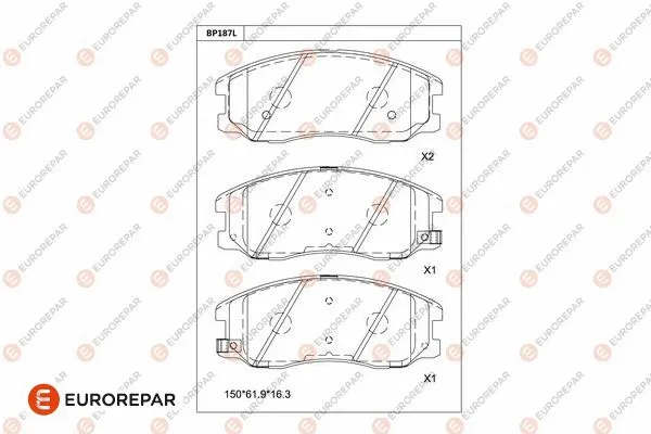 Kit de plaquettes de frein, frein à disque EUROREPAR 1681224480