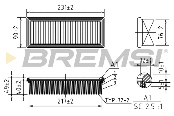 Filtre à air BREMSI FA0544