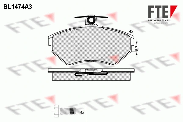 Kit de plaquettes de frein, frein à disque FTE 9010200