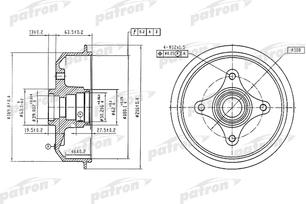 Tambour de frein PATRON PDR1054