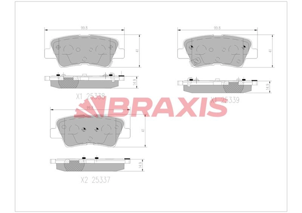 Kit de plaquettes de frein, frein à disque BRAXIS AA0756