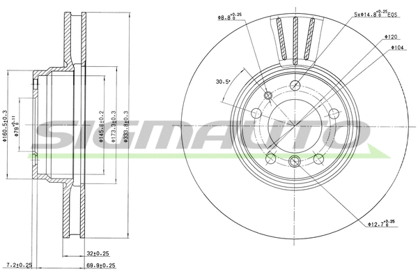 Disque de frein SIGMAUTO DBA832V