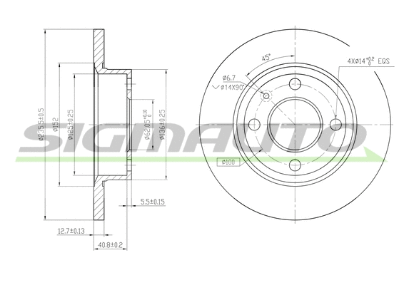 Disque de frein SIGMAUTO DBA875S