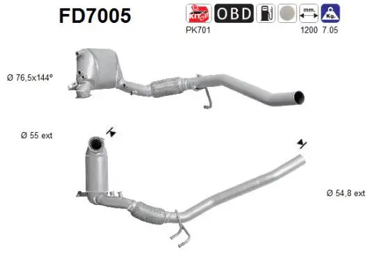 Filtre à particules / à suie, échappement AS FD7005