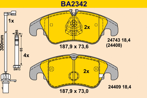 Kit de plaquettes de frein, frein à disque BARUM BA2342