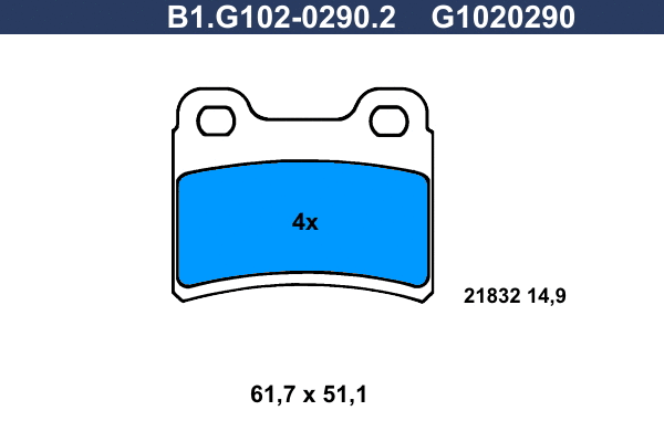 Kit de plaquettes de frein, frein à disque GALFER B1.G102-0290.2