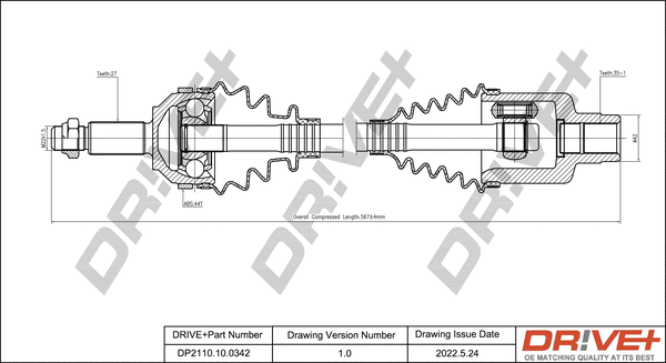 Arbre de transmission Dr!ve+ DP2110.10.0342
