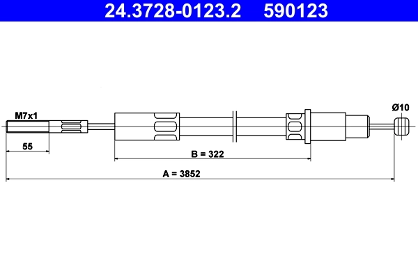 Tirette à câble, commande d'embrayage ATE 24.3728-0123.2