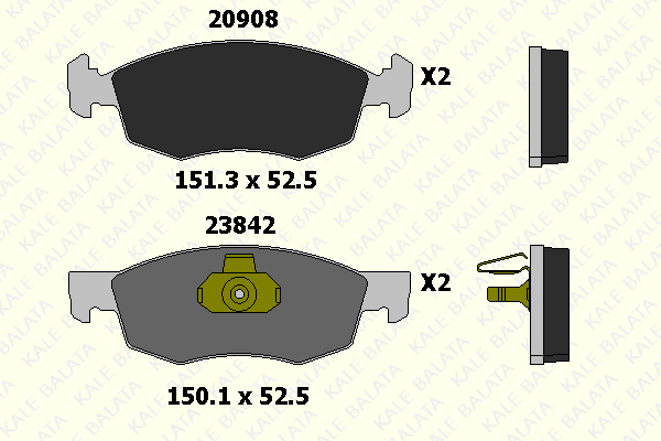 Kit de plaquettes de frein, frein à disque KALE 23842 180 05