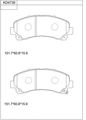 Kit de plaquettes de frein, frein à disque ASIMCO KD4739