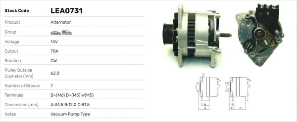 Alternateur LUSA LEA0731