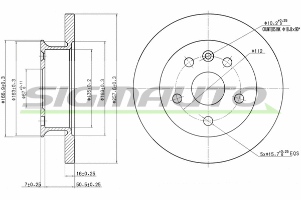 Disque de frein SIGMAUTO DBA424S