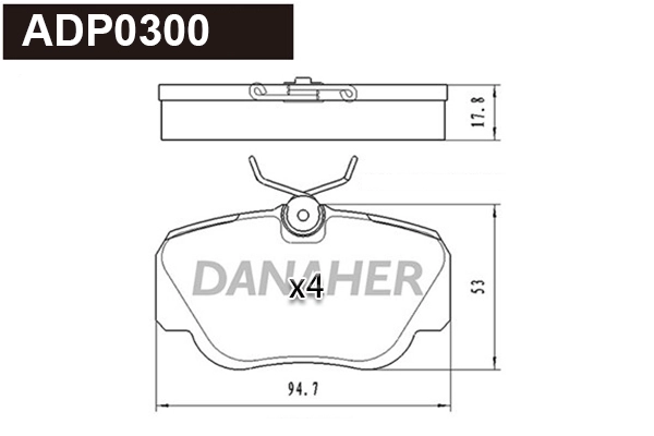 Kit de plaquettes de frein, frein à disque DANAHER ADP0300