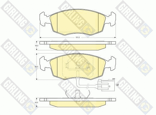 Kit de plaquettes de frein, frein à disque GIRLING 6112082