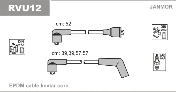Kit de câbles d'allumage JANMOR RVU12