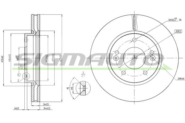Disque de frein SIGMAUTO DBC004V