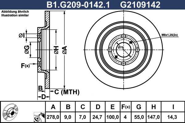 Disque de frein GALFER B1.G209-0142.1