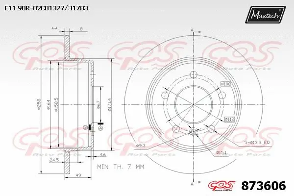 Disque de frein MAXTECH 873606