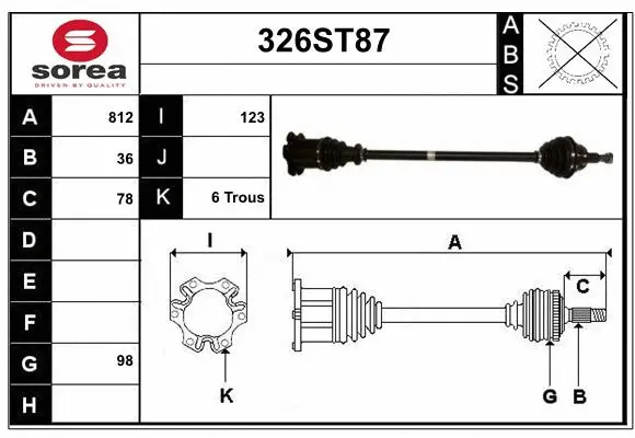 Arbre de transmission STARTCAR 326ST87